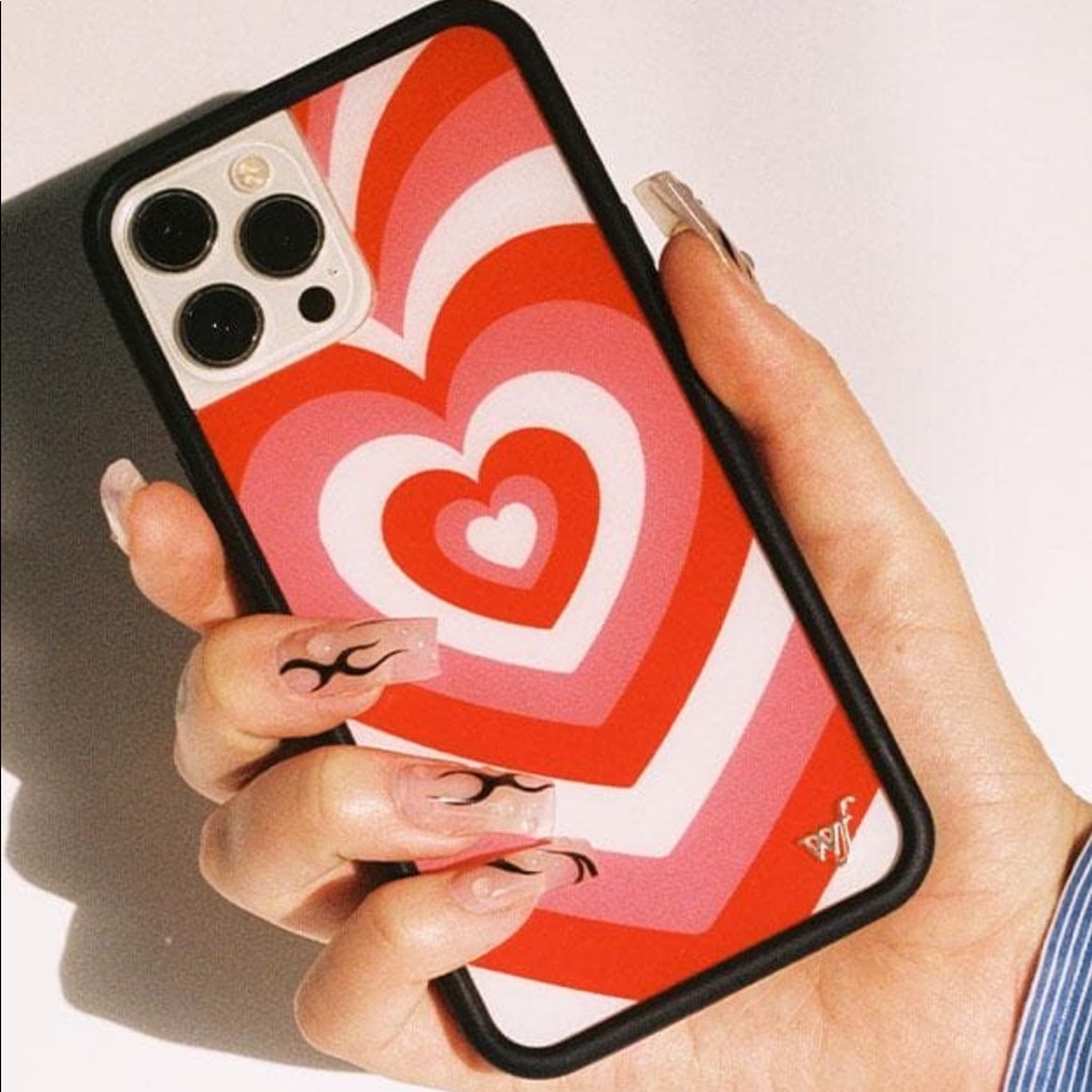iPhone 11 wildflower phone case red peppermint latte heart